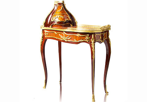 Louis XV style ormolu-mounted veneer inlaid bureau de dame after the model by François Linke and Léon Messagé