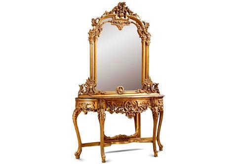 Louis XV Beech Wood Console Table & Mirror, French, Handmade, Antique  Vintage Furniture Reproduction , Victorian