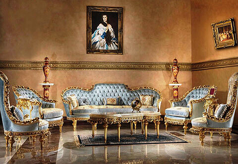 French Louis XVI style carved and gilded Baronial Grand Sofa Suite Set